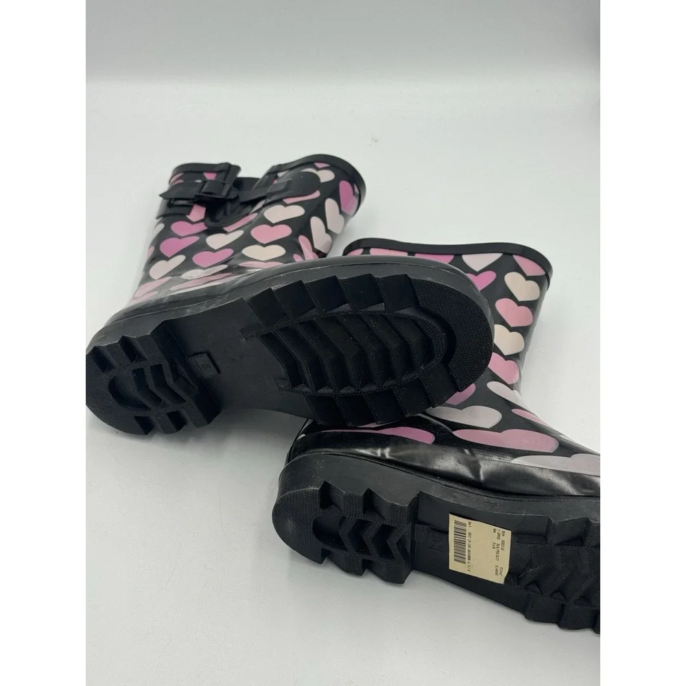 Lil Bumper Black Rain Boots With Hearts Size 5